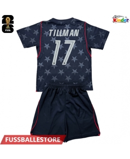 Günstige Vereinigte Staaten Malik Tillman #17 Auswärts Trikotsatzt Kinder WM 2026 Kurzarm (+ Kurze Hosen)